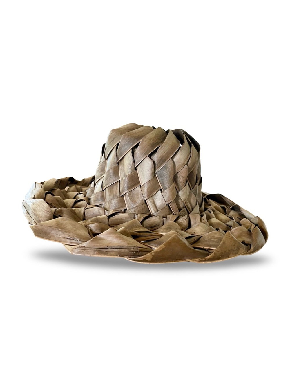 Vintage Hawaiian Style Palm Frond Woven Straw Bucket Hat - Picture 7 of 8